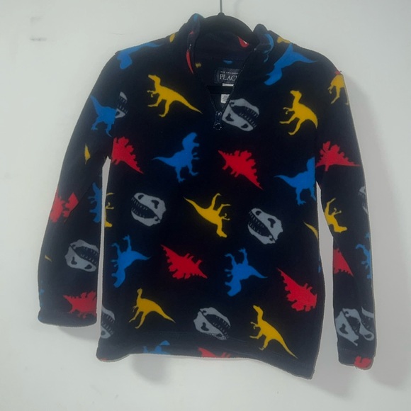 The children’s place toddler boy 5T navy fleece dino 1/4 zip pullover, like new - Picture 1 of 4